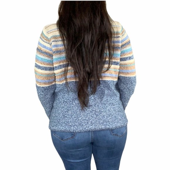 LL Bean button front cardigan sweater sz L blue - Picture 3 of 10